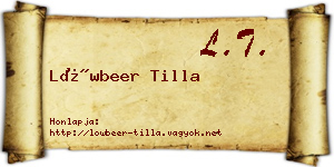 Löwbeer Tilla névjegykártya